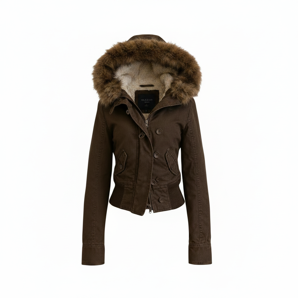 Y2K Fur Hooded Jacket - Sans mannequin