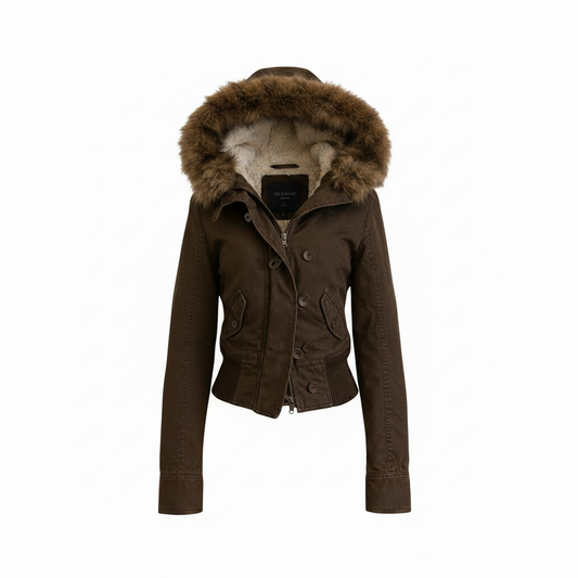 Y2K Fur Hooded Jacket - Sans mannequin